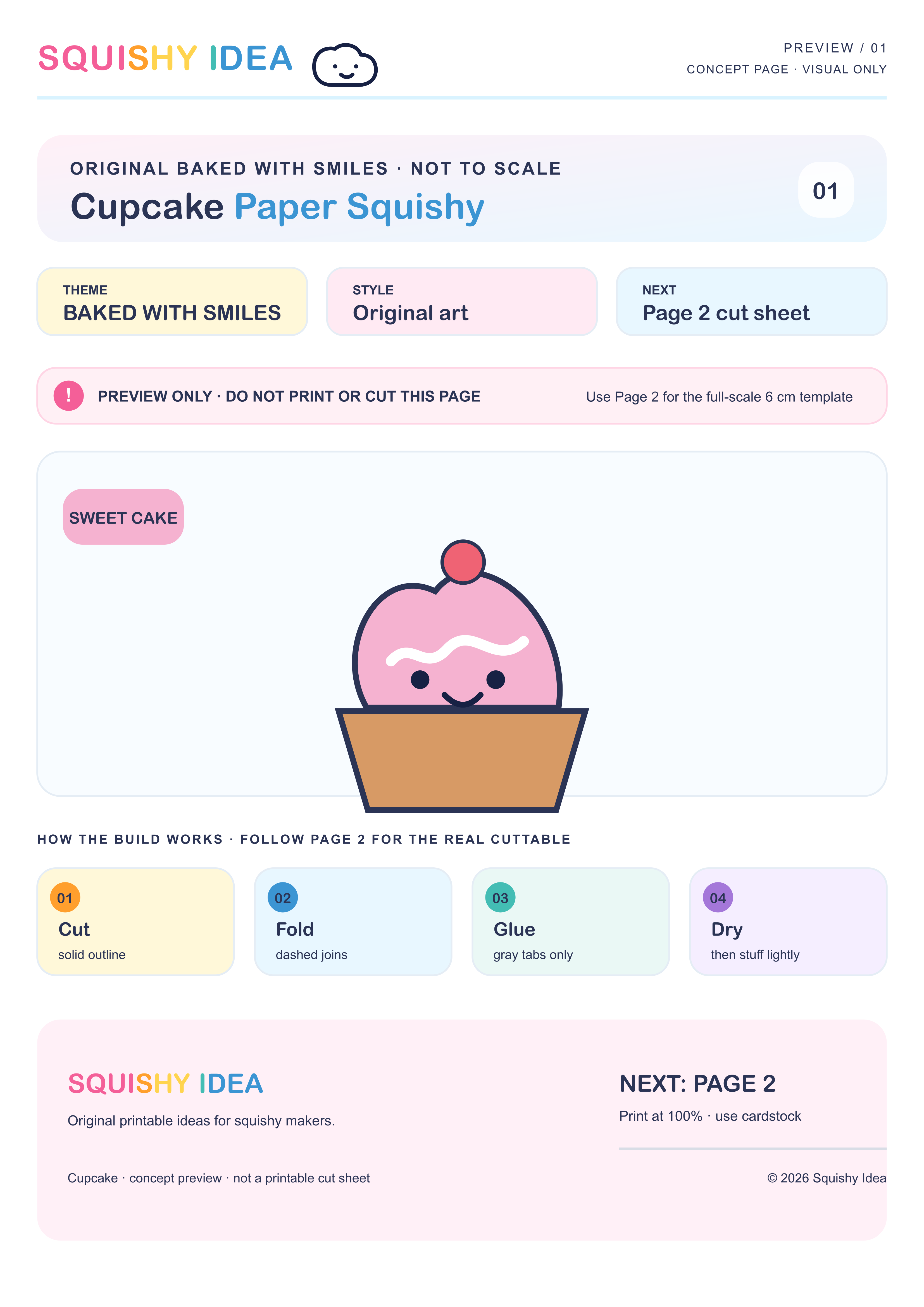 Cupcake Paper Squishy Template