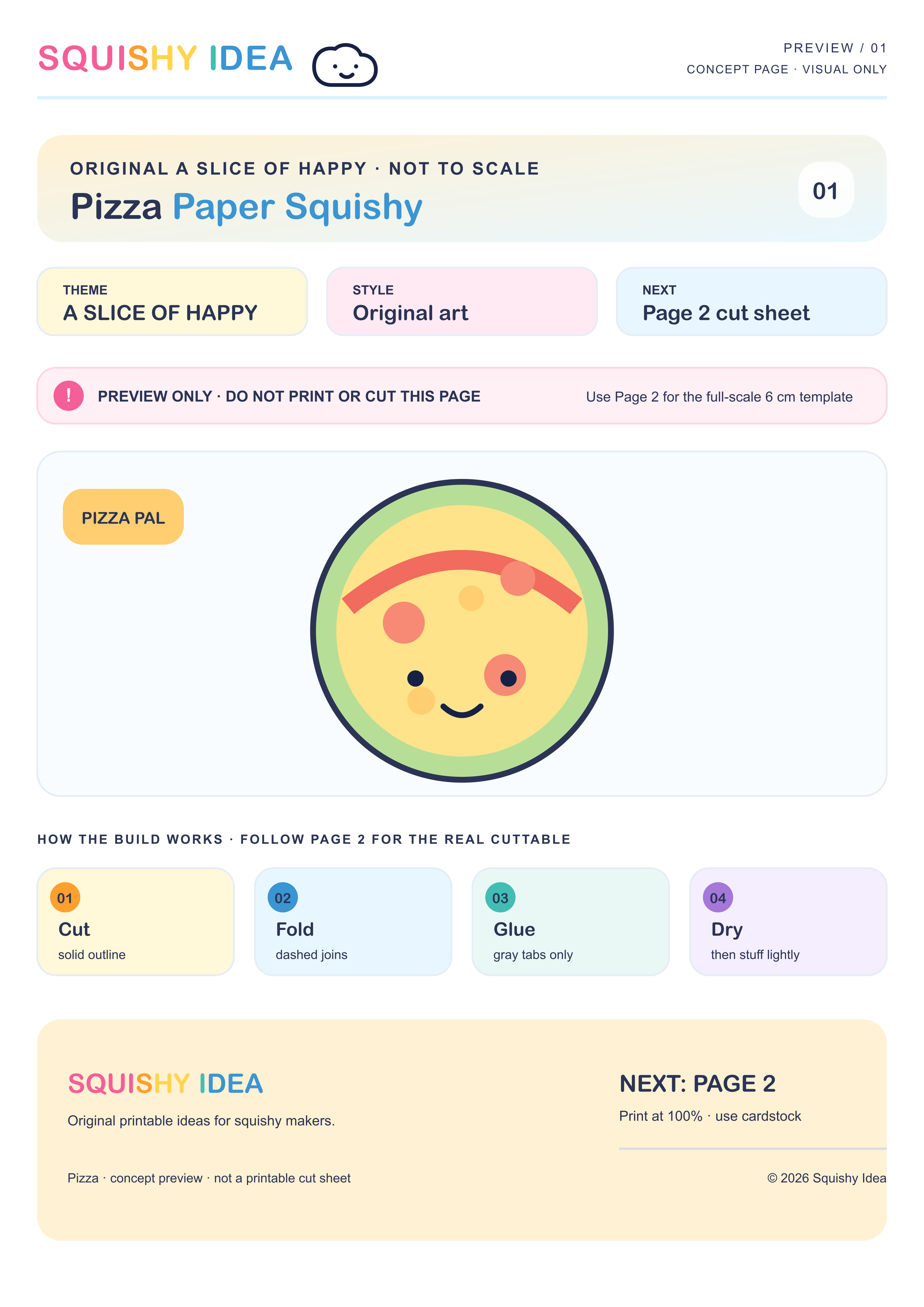 Pizza Paper Squishy Template